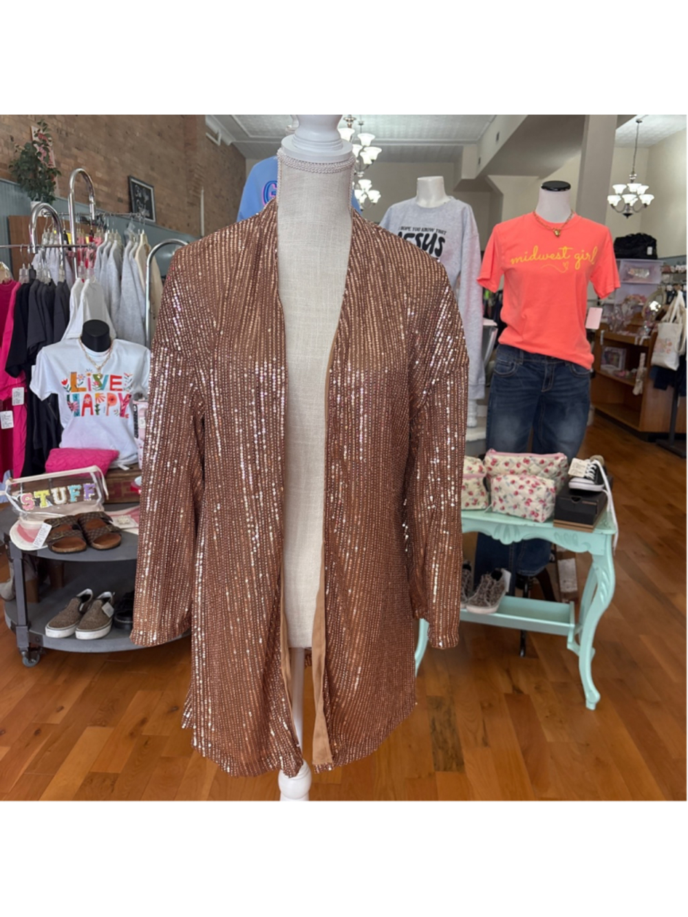 SHEIN Bronze Sequin M Light Jacket